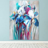 Iris Bloei – Moderne Impressionistische Bloemensch Canvas Afdruk (Insitu (Houten vloer))