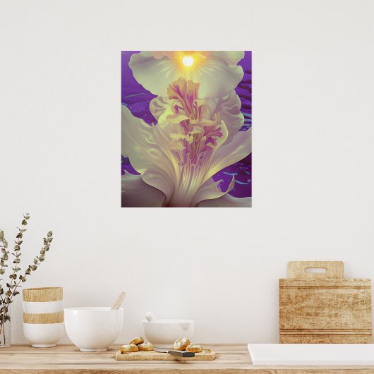 Iris bloeien in de zon poster (Keuken)