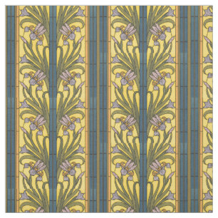 Iris Bloem Art Nouveau Glas in lood Blauw Goud Stof