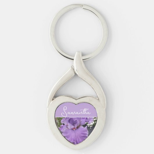 Iris Bloem Bloemen Paars Lavendel Sering Bloemstuk Sleutelhanger (Voorkant)