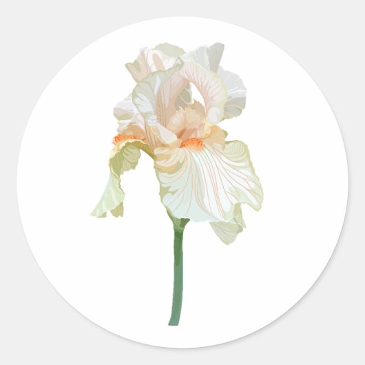 Iris bloem, levendige beige bloemblaadjes. ronde sticker (Voorkant)