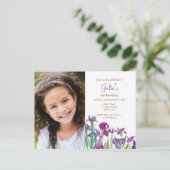 Iris bloem meisje verjaardag foto briefkaart (Staand voorkant)