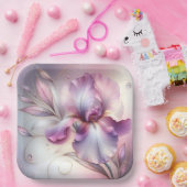 Iris bloem met gouden ets papieren bordje (Feest)