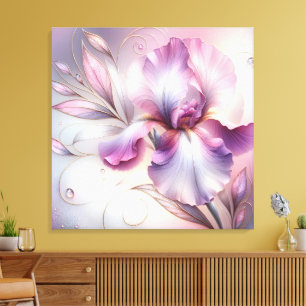 Iris Bloem met Gouden Etsen Canvas Afdruk