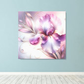 Iris Bloem met Gouden Etsen Canvas Afdruk (Insitu (Houten vloer))