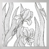 Iris-bloem met zwarte inkt poster (Voorkant)