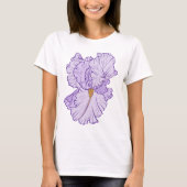 Iris Bloem Paarse Lijn Kunst T-shirt (Voorkant)
