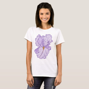 Iris Bloem Paarse Lijn Kunst T-shirt