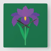 Iris Bloem Vierkante Klok (Voorkant)