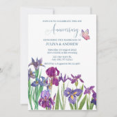 Iris bloem waterverf jubileumfeest kaart (Voorkant)