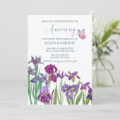 Iris bloem waterverf jubileumfeest kaart (Staand voorkant)