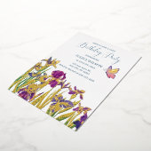 Iris bloemen 16e verjaardagsfeest folie uitnodiging (Gedraaid)