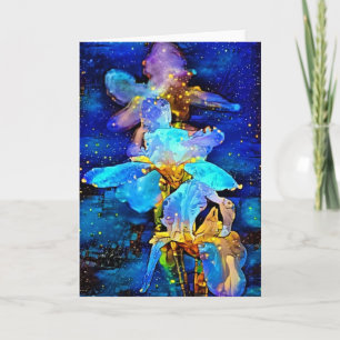 Iris Bloemen Blauwe Bloemrijke Fantasie Kunst Noti Kaart