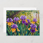 Iris Bloemen Bloeien In De Zomertuin Briefkaart (Voorkant / Achterkant)