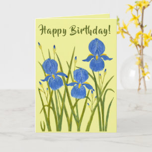 Iris Bloemen Gevouwen Verjaardagskaart Kaart