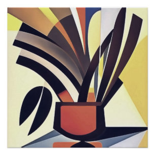 Iris-bloemen in een Abstracte geometrische variati Perfect Poster