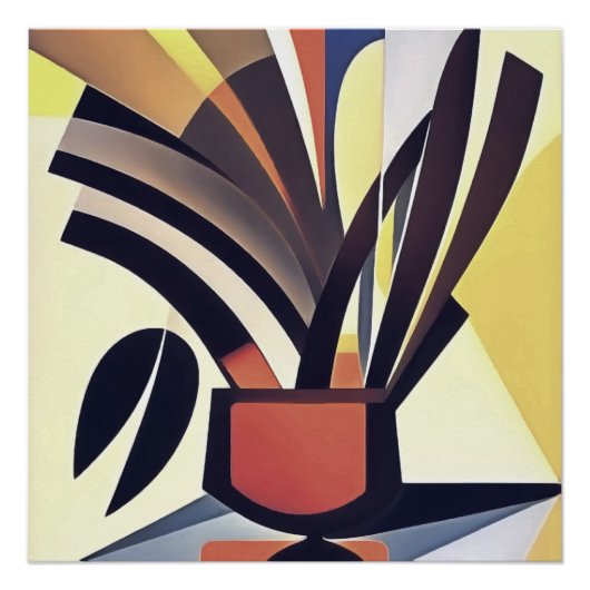 Iris-bloemen in een Abstracte geometrische variati Perfect Poster (Voorkant)