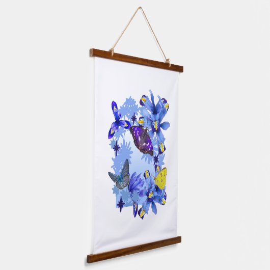 Iris Bloemen met Vlinders Hangend Wandkleed (Gebogen)