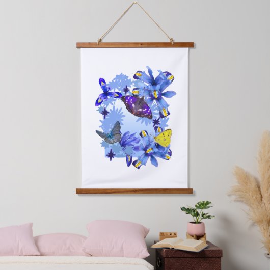 Iris Bloemen met Vlinders Hangend Wandkleed (Slaapkamer)