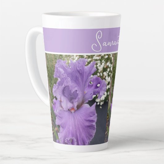 Iris Bloemen Paarse Lavendel Lila Bloemen Latte Mok (Linkerhoek)