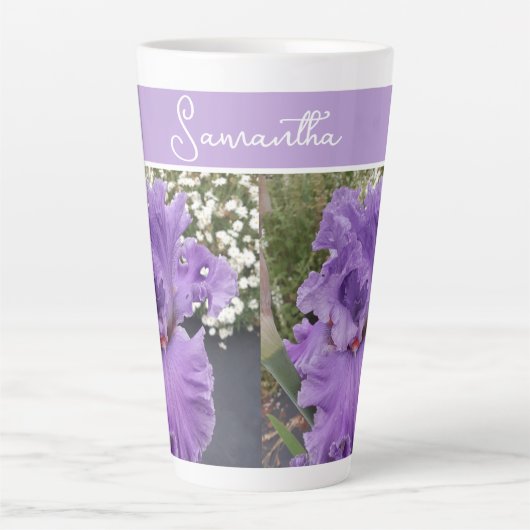 Iris Bloemen Paarse Lavendel Lila Bloemen Latte Mok (Voorkant)