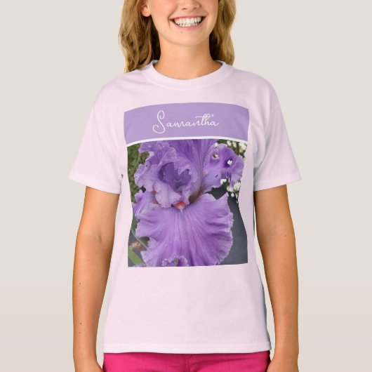 Iris Bloemen Paarse Lavendel Lila Bloemen T-shirt (Voorkant)