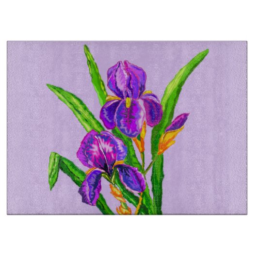 Iris bloemen snijplank (Voorkant)