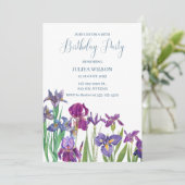 Iris bloemen verjaardagsfeestje kaart (Staand voorkant)