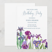 Iris bloemen verjaardagsfeestje kaart (Voorkant / Achterkant)