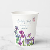 Iris bloemen verjaardagsfeestje papieren bekers (Voorkant)