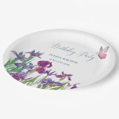 Iris bloemen verjaardagsfeestje papieren bordje (Gekanteld)