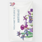 Iris bloemen verjaardagsfeestje spandoek (Verticaal)