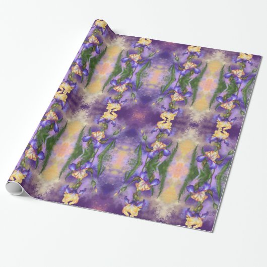 Iris Bloemen Wrapping Papier Irisen (Uitgerold)