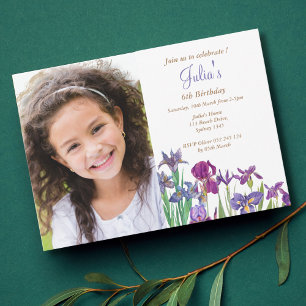Iris bloemenmeisje verjaardagsfoto briefkaart