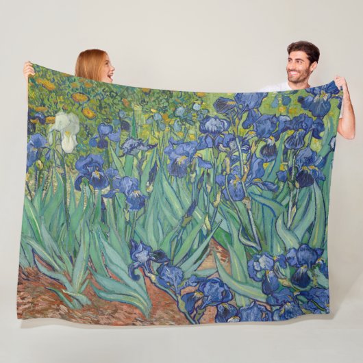 Iris, bloemenschilderij in olieverf, Vincent Van G Fleece Deken (In situ)