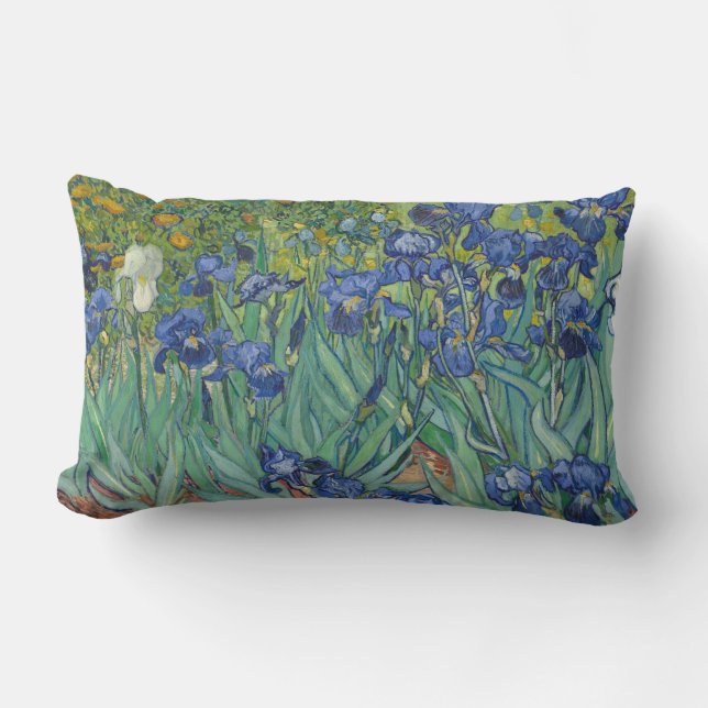 Iris, bloemenschilderij in olieverf, Vincent Van G Kussen (Voorkant)