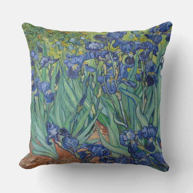 Iris, bloemenschilderij in olieverf, Vincent Van G Kussen (Voorkant)