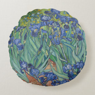 Iris, bloemenschilderij in olieverf, Vincent Van G Rond Kussen