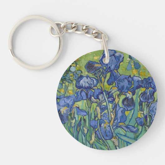 Iris, bloemenschilderij in olieverf, Vincent Van G Sleutelhanger (Voorkant)