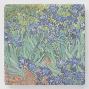 Iris, bloemenschilderij in olieverf, Vincent Van G Stenen Onderzetter