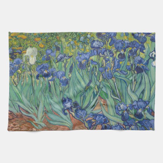 Iris, bloemenschilderij in olieverf, Vincent Van G Theedoek (Horizontaal)