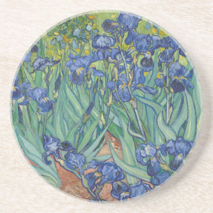 Iris, bloemenschilderij in olieverf, Vincent Van G Zandsteen Onderzetter