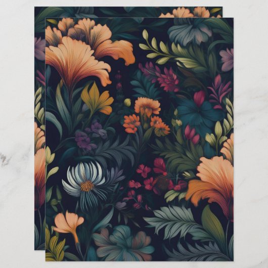  Iris Bloempatroon Papier Briefpapier (Voorkant / Achterkant)