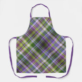 Iris bloesems Paarse en groene plaid Schort (Voorkant)