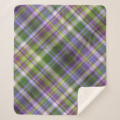 Iris bloesems Paarse en groene plaid Sherpa Deken (Voorkant)