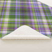 Iris bloesems Paarse en groene plaid Sherpa Deken (3/4)