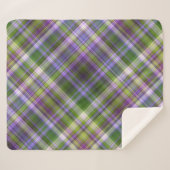 Iris bloesems Paarse en groene plaid Sherpa Deken (Voorkant (horizontaal))