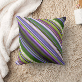 Iris Bloesems Paarse en Groene Streep en Plaid Kussen