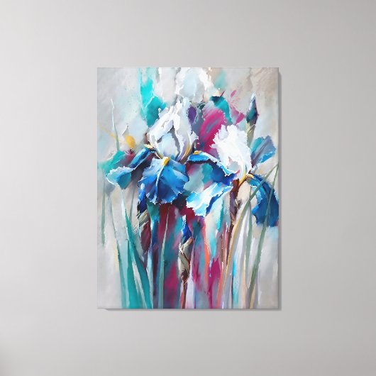 Iris Bloom – Modern Impressionist Floral Wall Art Canvas Afdruk (Voorkant)