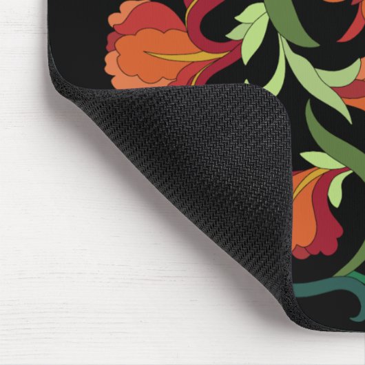 Iris Blooms Interwoven op Black Mousepad Muismat (Hoek)